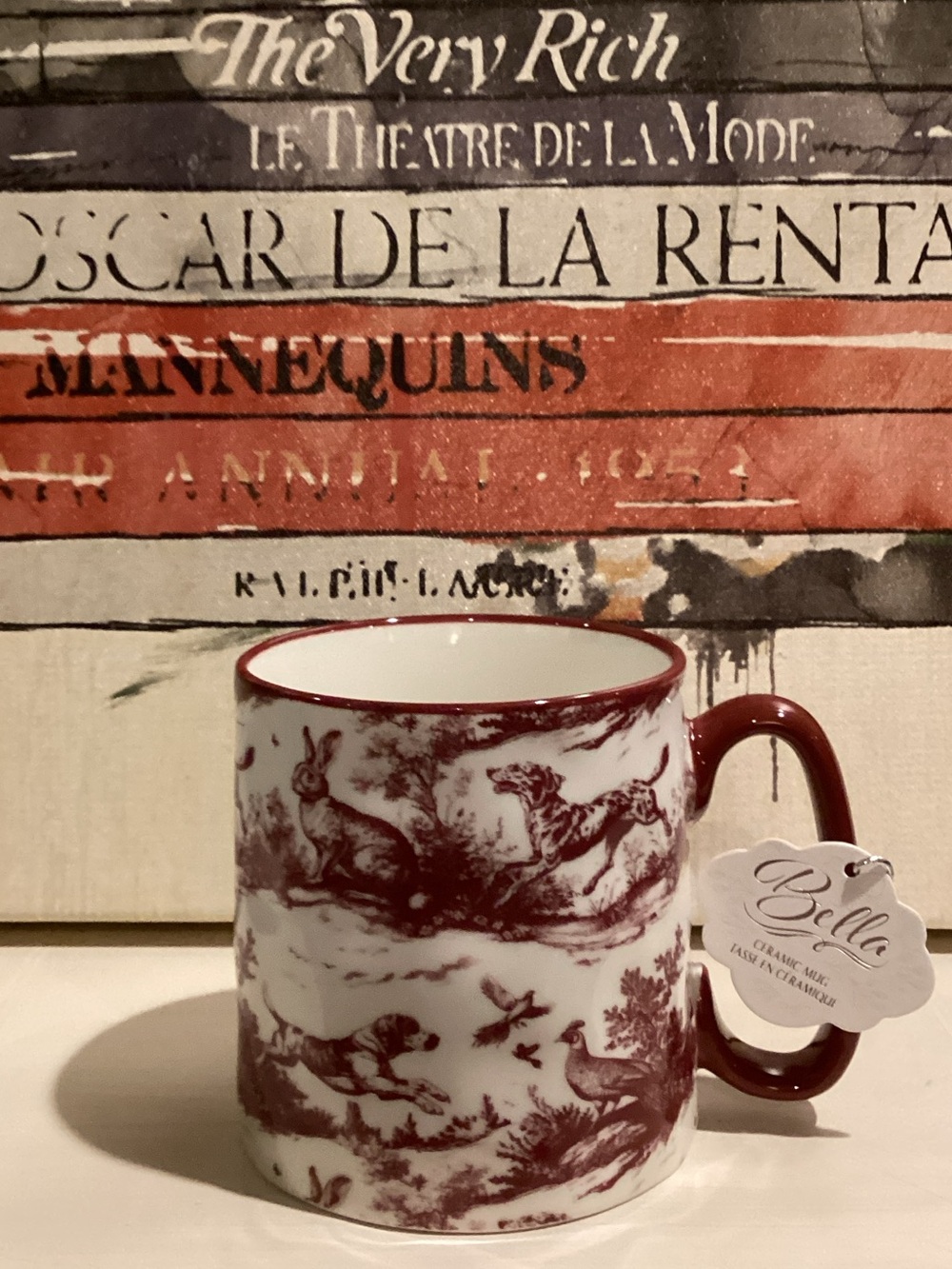 10 Strawberry Street Red and White Scenic Toile Ceramic Mug